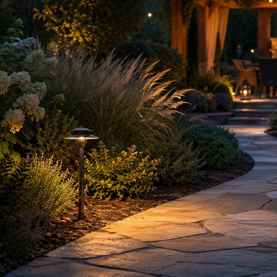 PLB13 Cast Brass Path Light | 12V Low Voltage Landscape Light Lamp Ready G4 Socket