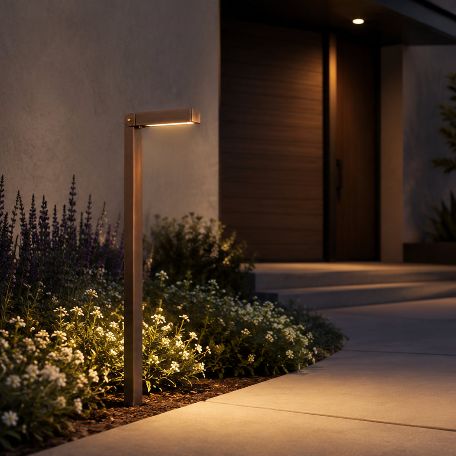 PLB14 Cast Brass Path Light | 3W 3000K Warm White Integrated LED 12V Low Voltage Landscape Light