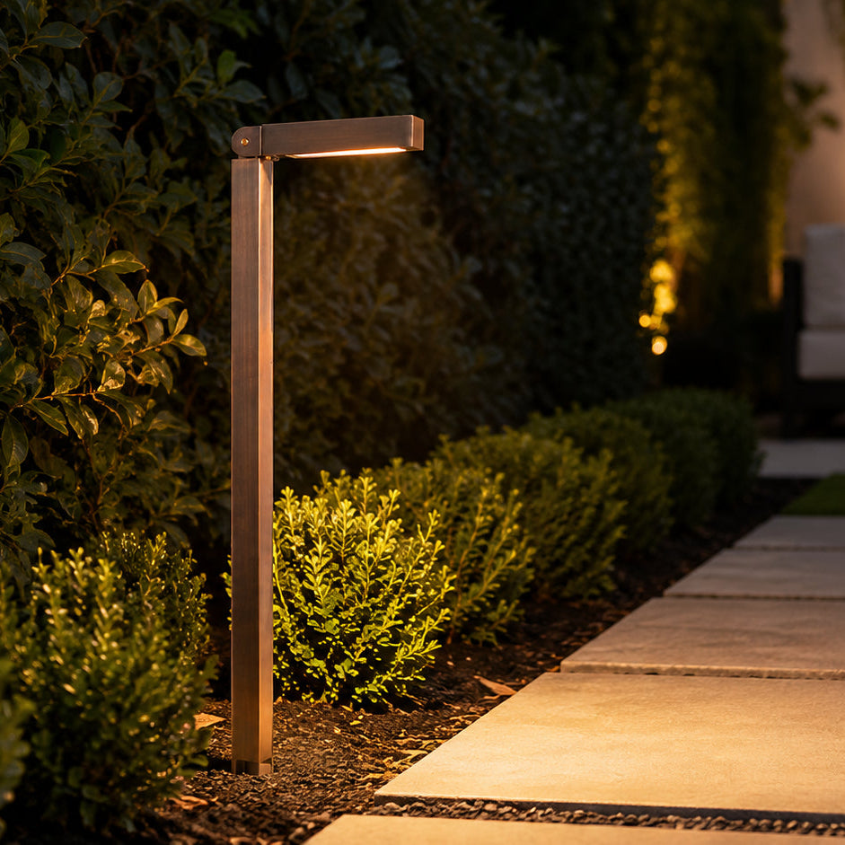 PLB14 Cast Brass Path Light | 3W 3000K Warm White Integrated LED 12V Low Voltage Landscape Light