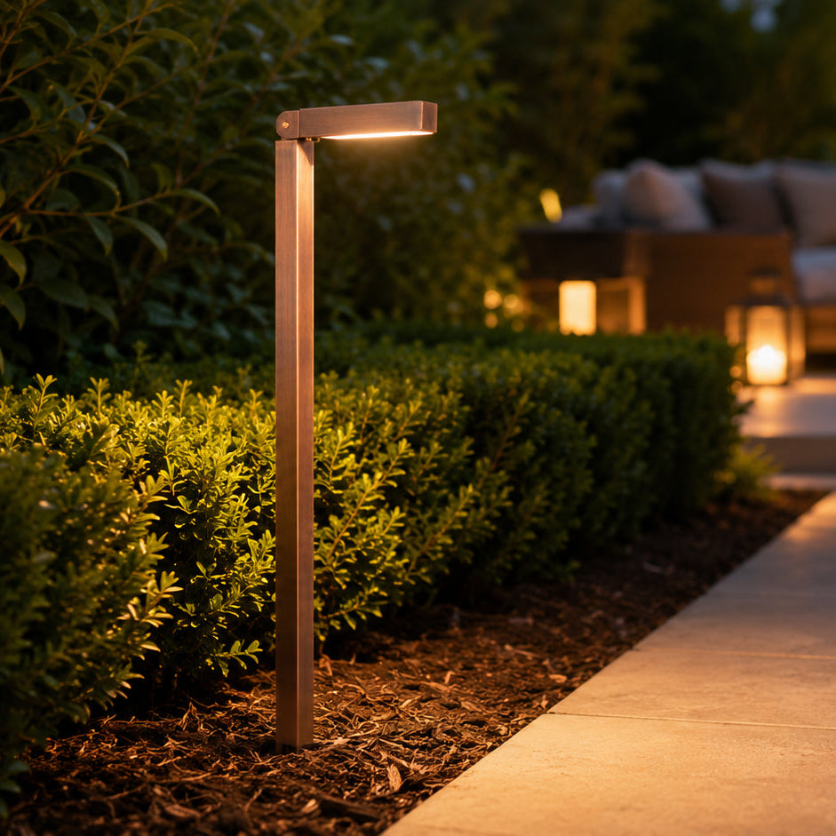 PLB14 Cast Brass Path Light | 3W 3000K Warm White Integrated LED 12V Low Voltage Landscape Light
