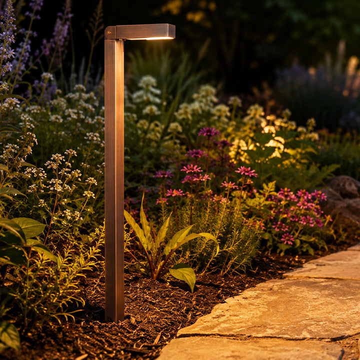 PLB14 Cast Brass Path Light | 3W 3000K Warm White Integrated LED 12V Low Voltage Landscape Light