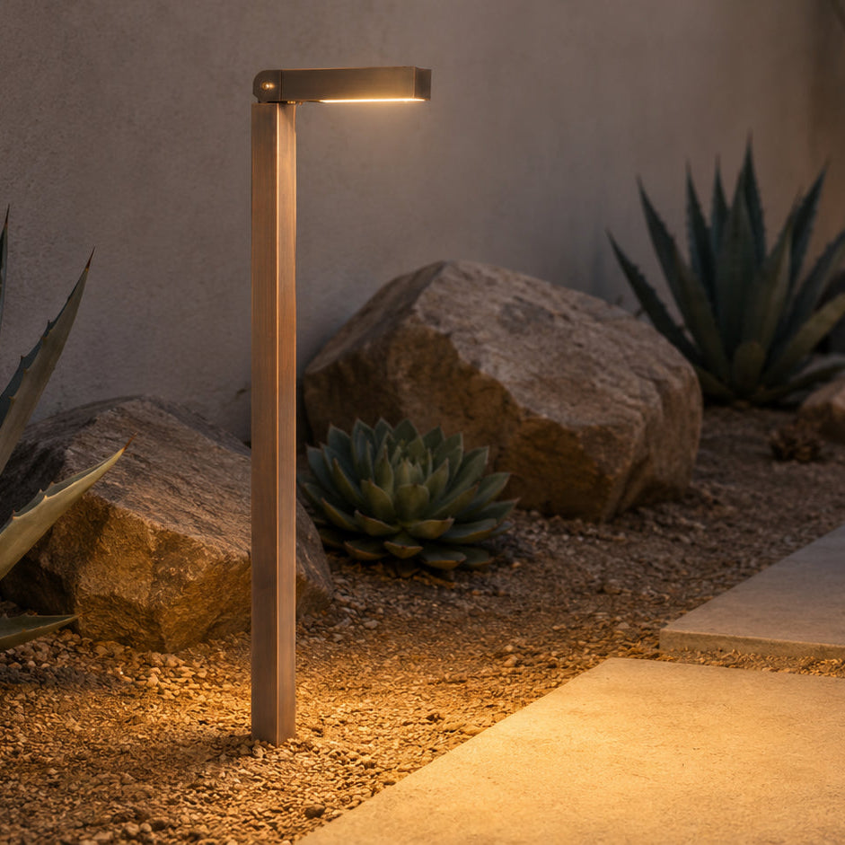 PLB14 Cast Brass Path Light | 3W 3000K Warm White Integrated LED 12V Low Voltage Landscape Light