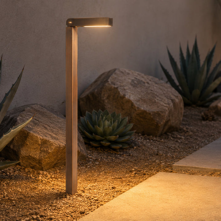 PLB14 Cast Brass Path Light | 3W 3000K Warm White Integrated LED 12V Low Voltage Landscape Light