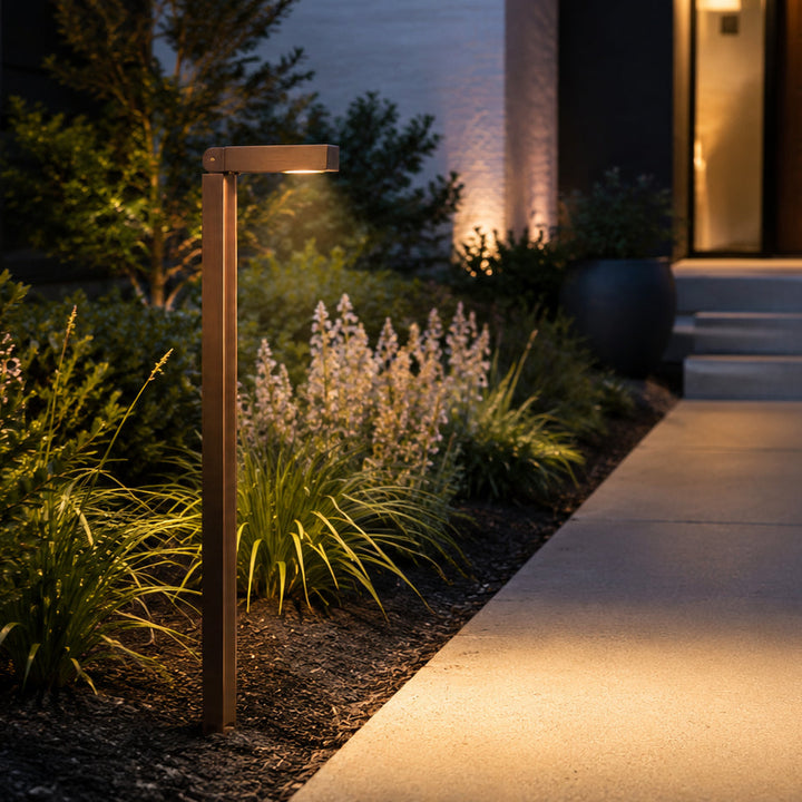 PLB14 Cast Brass Path Light | 3W 3000K Warm White Integrated LED 12V Low Voltage Landscape Light