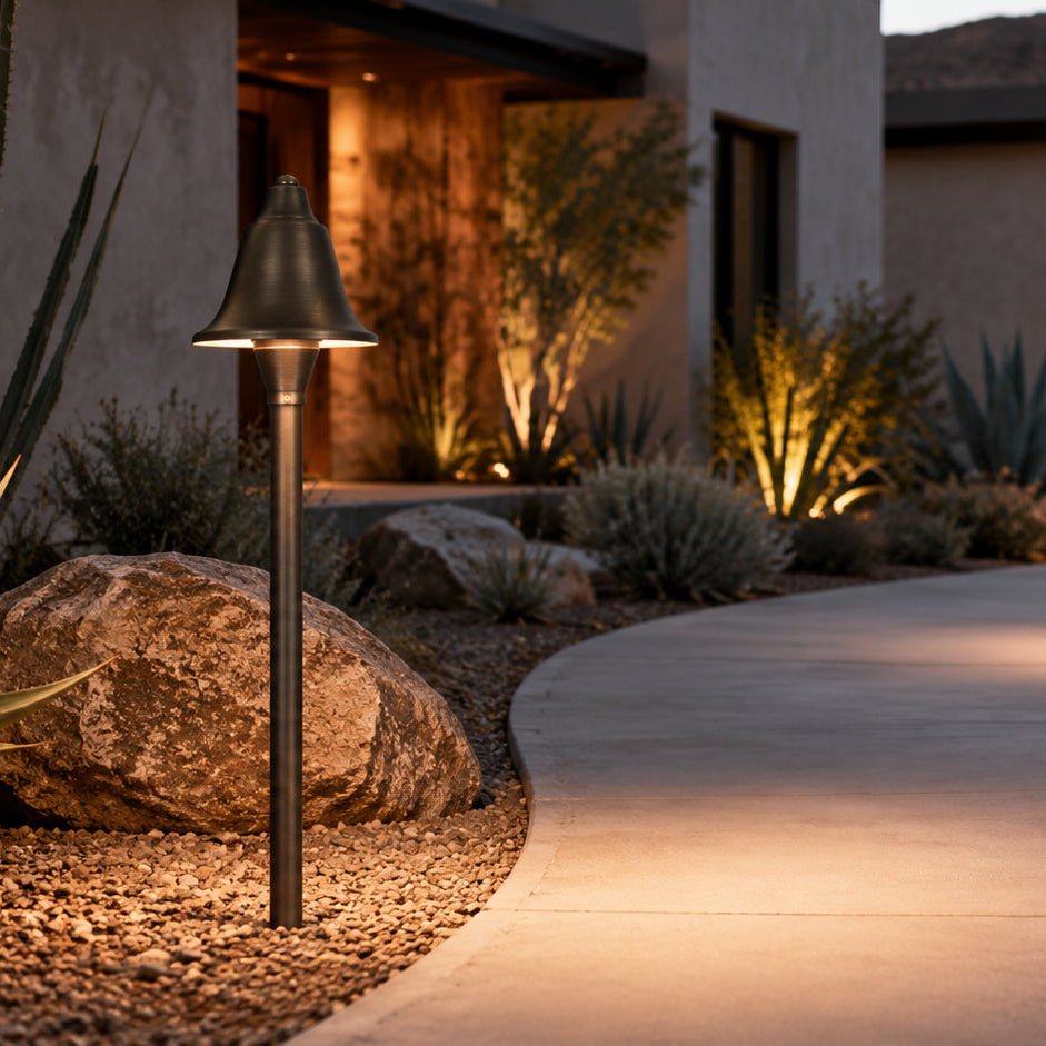 PLB17 Cast Brass LED Bell Shaped Lamp Ready 12V Low Voltage Pathway Outdoor Landscape Lighting Fixture Lamp Ready G4 Socket