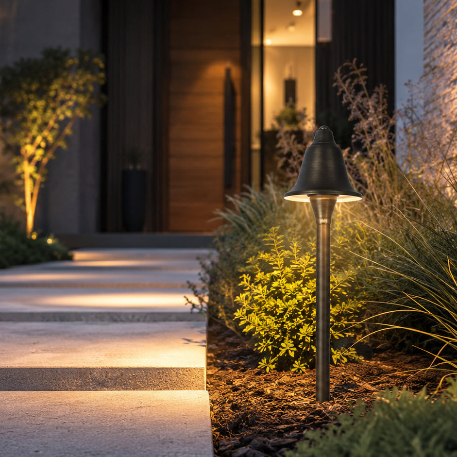 PLB17 Cast Brass LED Bell Shaped Lamp Ready 12V Low Voltage Pathway Outdoor Landscape Lighting Fixture Lamp Ready G4 Socket