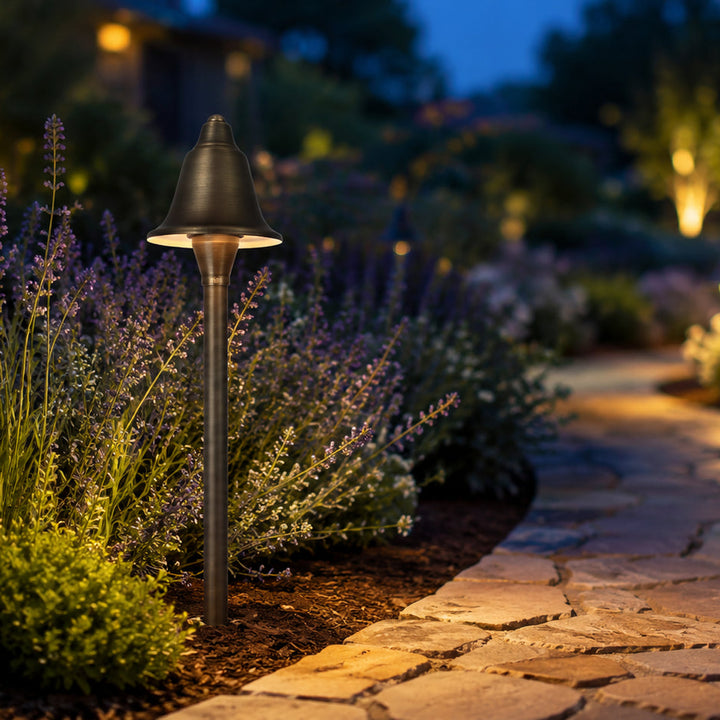 PLB17 Cast Brass LED Bell Shaped Lamp Ready 12V Low Voltage Pathway Outdoor Landscape Lighting Fixture Lamp Ready G4 Socket