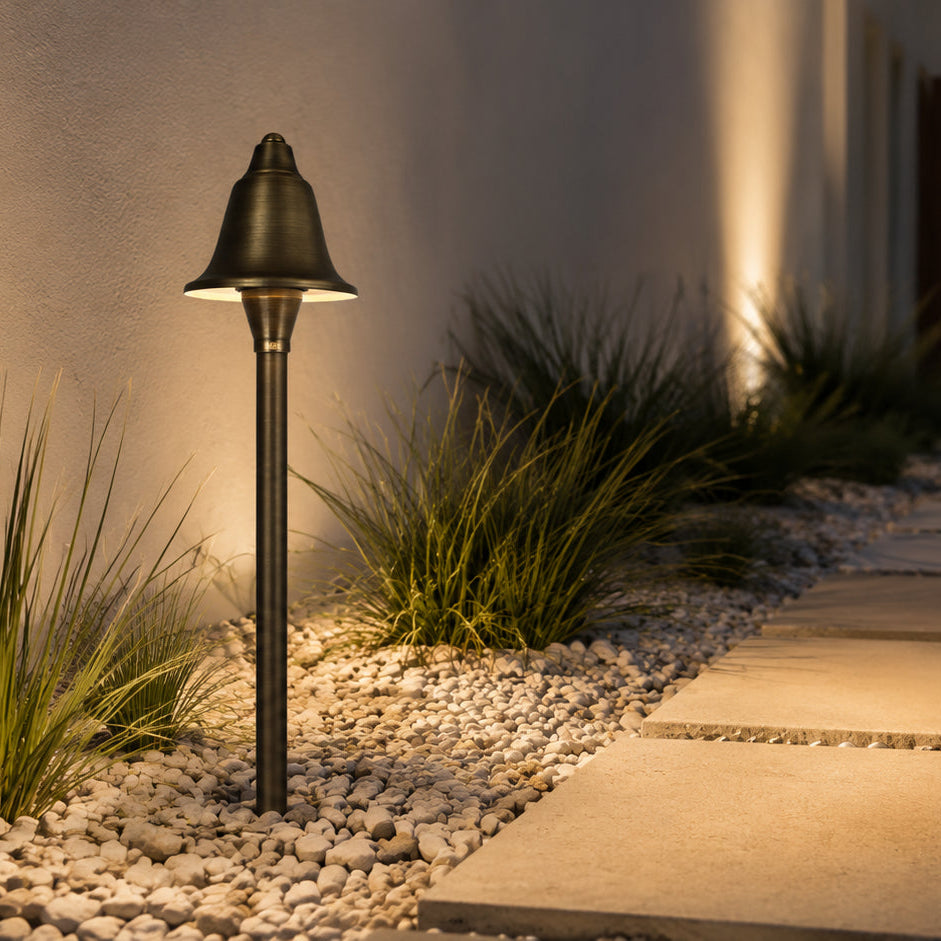 PLB17 Cast Brass LED Bell Shaped Lamp Ready 12V Low Voltage Pathway Outdoor Landscape Lighting Fixture Lamp Ready G4 Socket