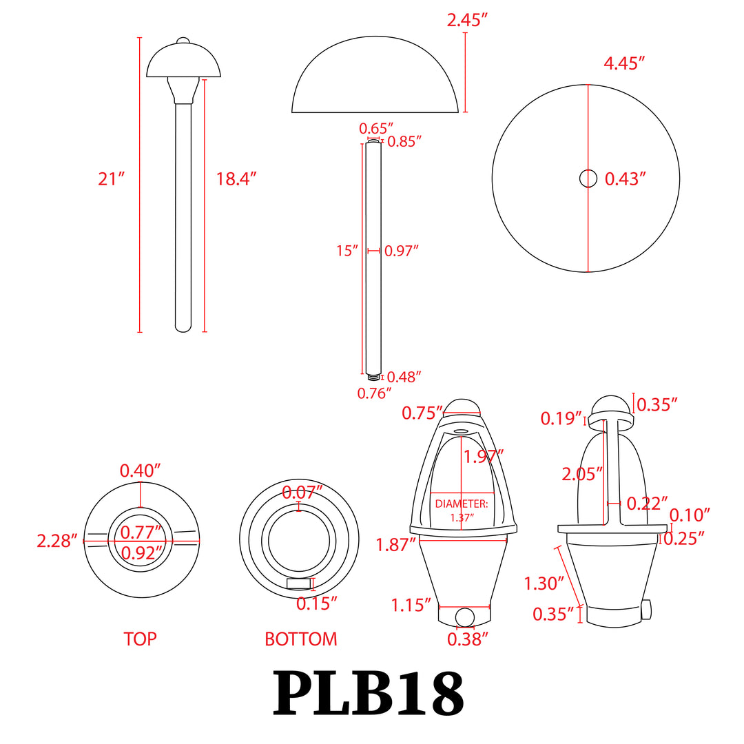 PLB18 Brass LED Mini Globe Lamp Ready Low Voltage Pathway Outdoor Landscape Lighting Fixture