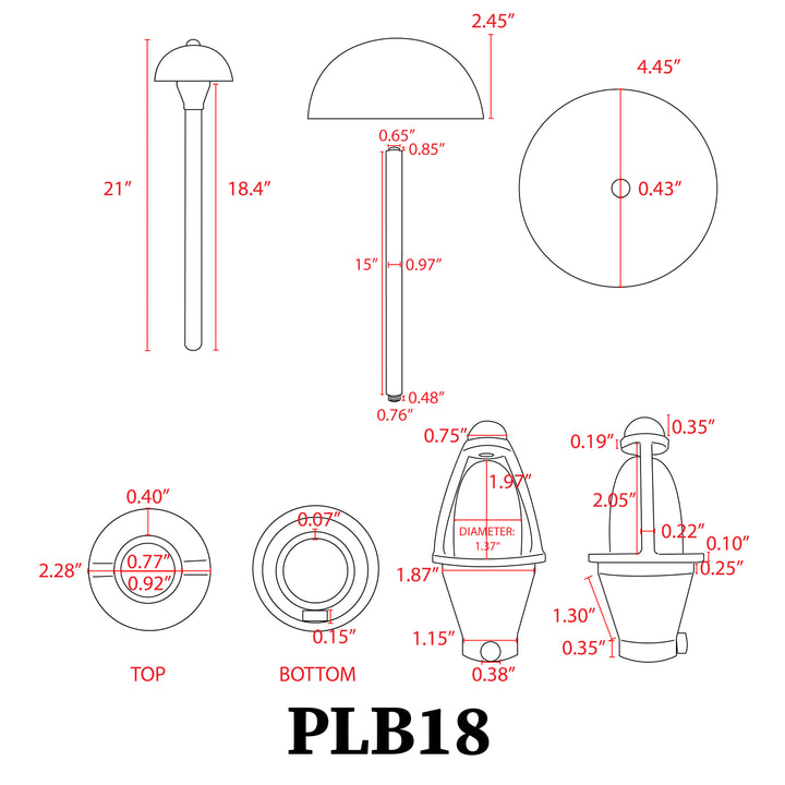 PLB18 Brass LED Mini Globe Lamp Ready Low Voltage Pathway Outdoor Landscape Lighting Fixture