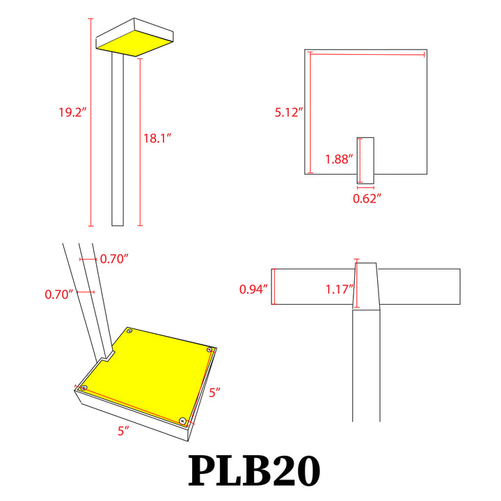 Outdoor Landscape Lighting LED 12V Low Voltage PLB20 4x/8x/12x Package Cast Brass Square Top LED 12V Low Voltage Pathway Outdoor Lighting Landscape Fixture 3W 3000K Bulb