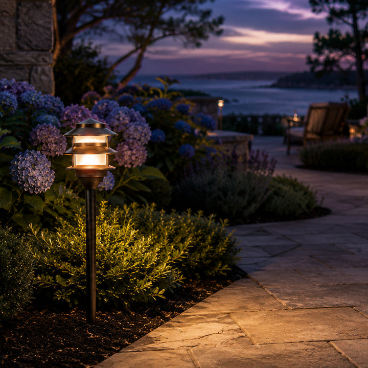PLB22 Cast Brass Pagoda LED 12V Low Voltage Pathway Outdoor Lighting Landscape Fixture Lamp Ready G4 Socket