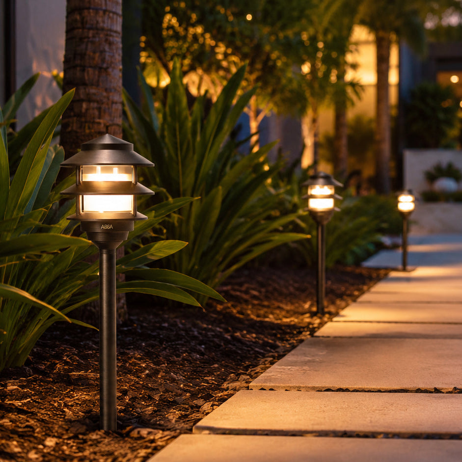 PLB22 Cast Brass Pagoda LED 12V Low Voltage Pathway Outdoor Lighting Landscape Fixture Lamp Ready G4 Socket