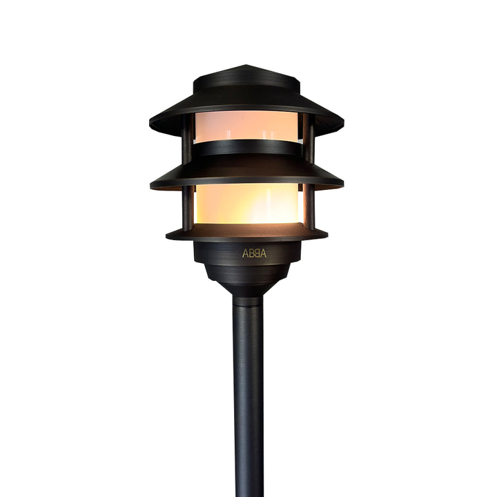 Outdoor Landscape Lighting LED 12V Low Voltage PLB22 4x/8x/12x Package Cast Brass Pagoda LED 12V Low Voltage Pathway Outdoor Lighting Landscape Fixture 3W 3000K Bulb
