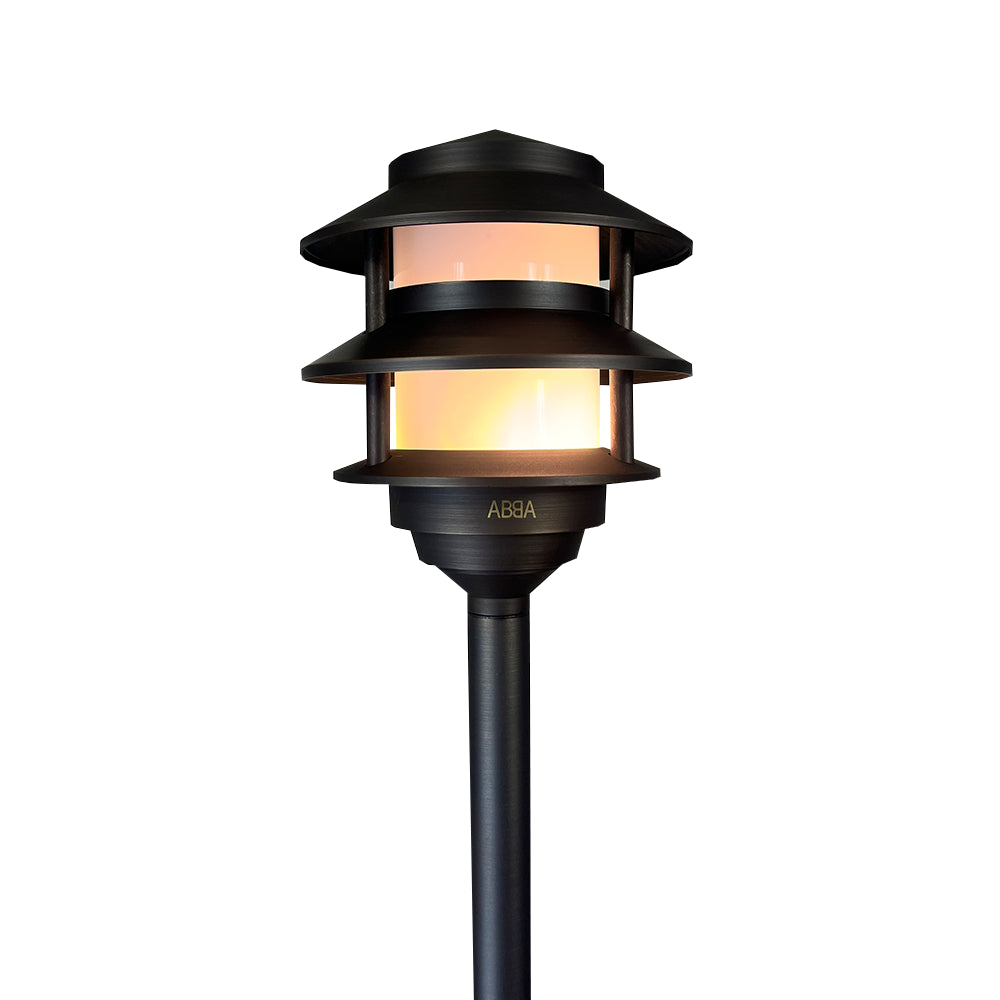 Outdoor Landscape Lighting LED 12V Low Voltage PLB22 Cast Brass Pagoda LED 12V Low Voltage Pathway Outdoor Lighting Landscape Fixture