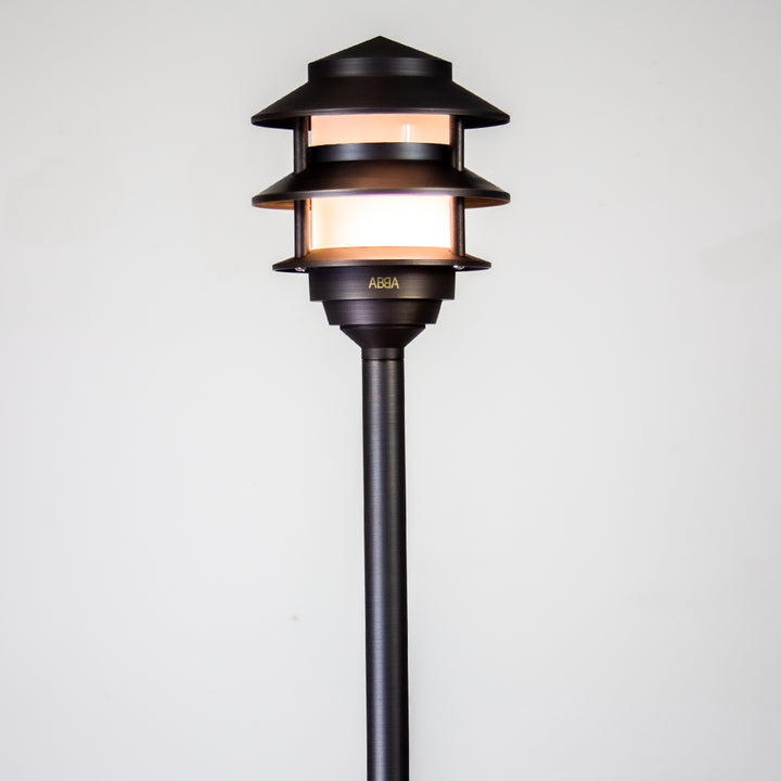 Outdoor Landscape Lighting LED 12V Low Voltage PLB22 Cast Brass Pagoda LED 12V Low Voltage Pathway Outdoor Lighting Landscape Fixture