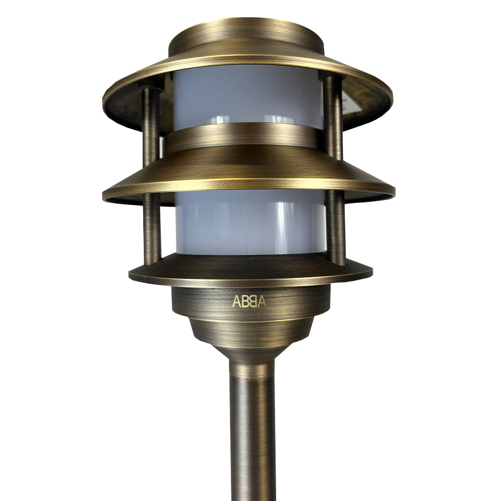 Outdoor Landscape Lighting LED 12V Low Voltage PLB22 4x/8x/12x Package Cast Brass Pagoda LED 12V Low Voltage Pathway Outdoor Lighting Landscape Fixture 3W 3000K Bulb