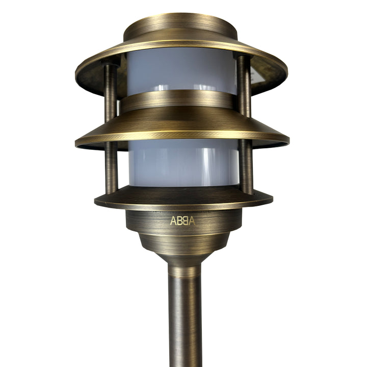 Outdoor Landscape Lighting LED 12V Low Voltage PLB22 4x/8x/12x Package Cast Brass Pagoda LED 12V Low Voltage Pathway Outdoor Lighting Landscape Fixture 3W 3000K Bulb