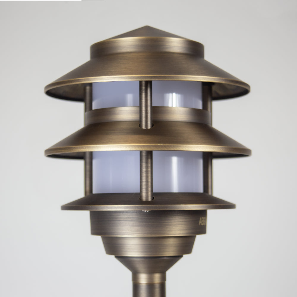 Outdoor Landscape Lighting LED 12V Low Voltage PLB22 4x/8x/12x Package Cast Brass Pagoda LED 12V Low Voltage Pathway Outdoor Lighting Landscape Fixture 3W 3000K Bulb