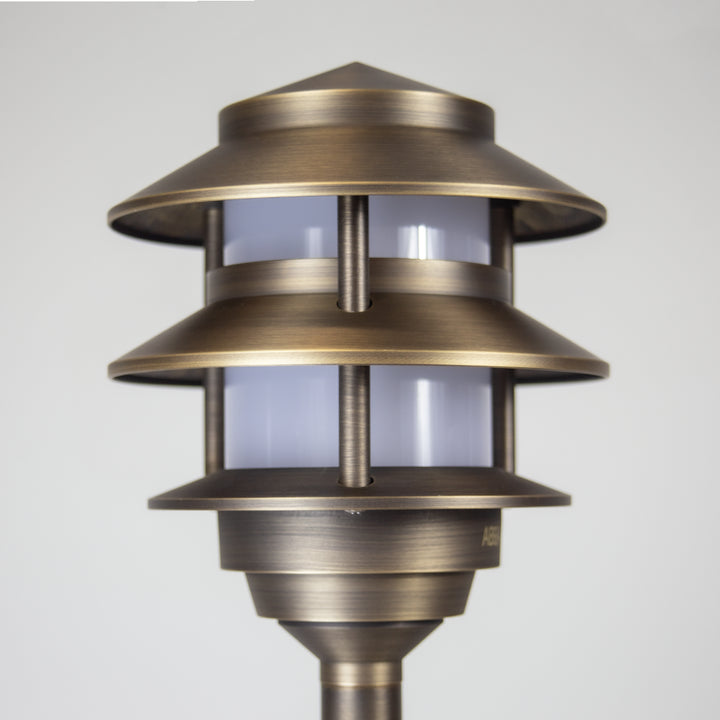 Outdoor Landscape Lighting LED 12V Low Voltage PLB22 4x/8x/12x Package Cast Brass Pagoda LED 12V Low Voltage Pathway Outdoor Lighting Landscape Fixture 3W 3000K Bulb