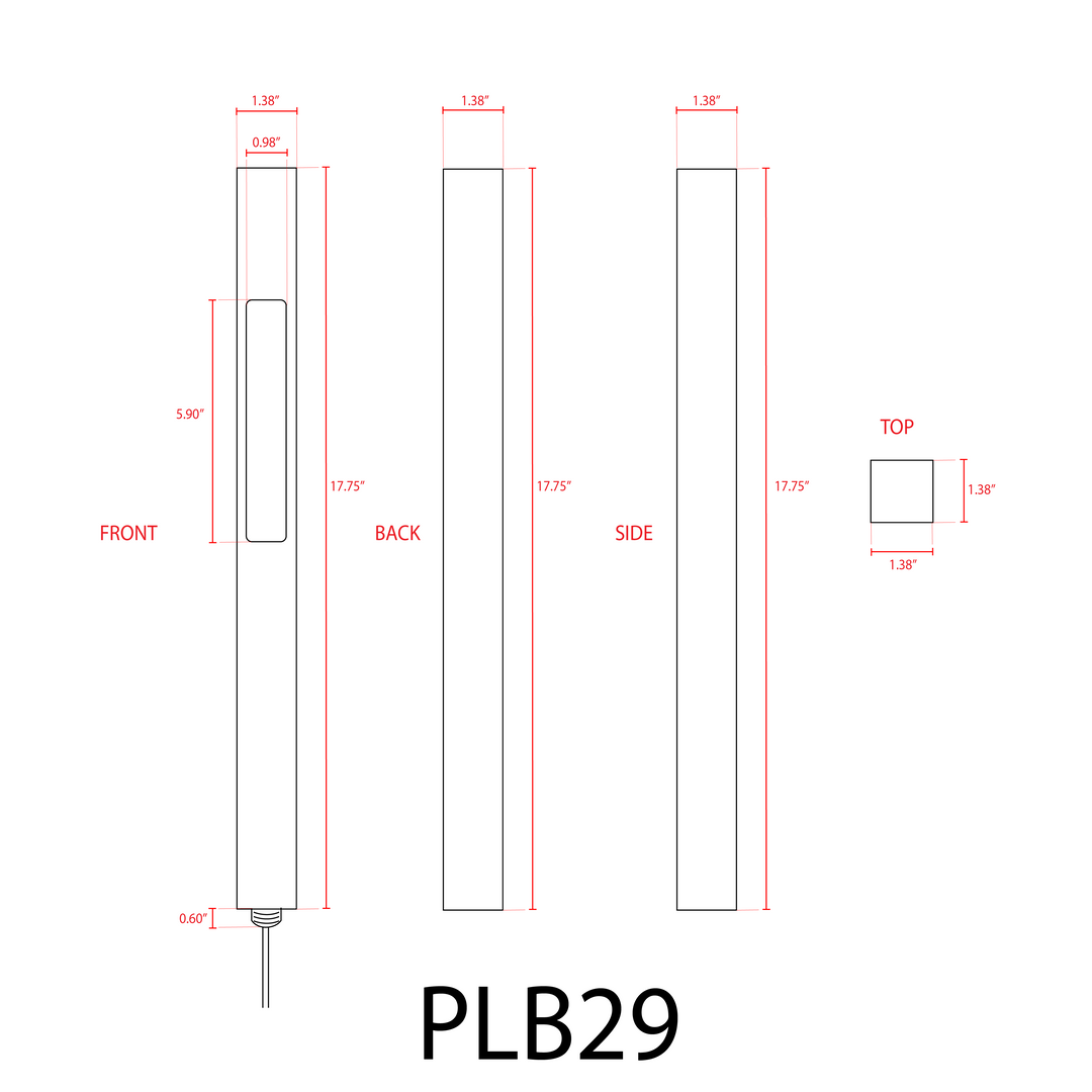 Outdoor Landscape Lighting LED 12V Low Voltage PLB29 Outdoor Garden Square Bollard Pathway Light | 12V Low Voltage Brass Path Light
