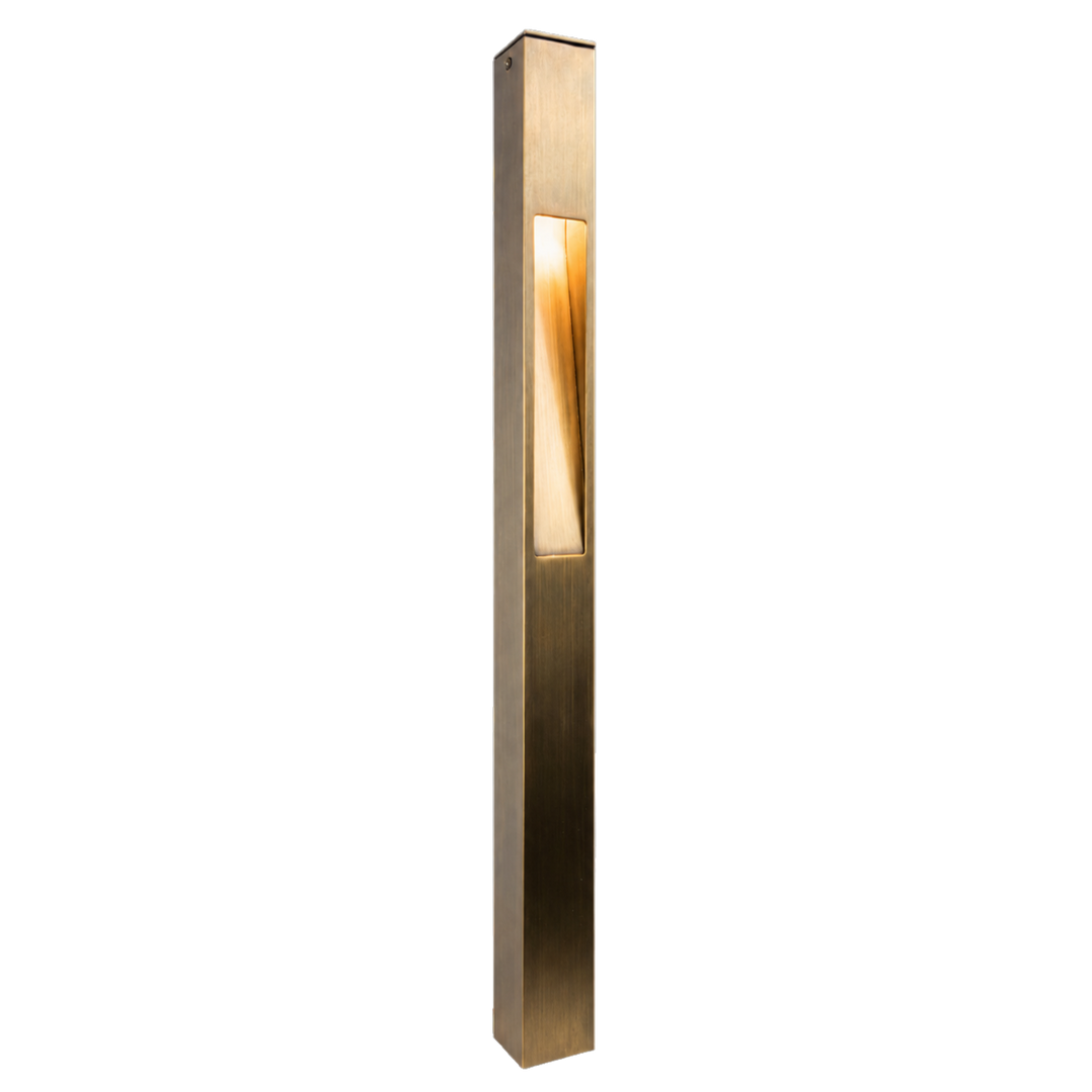 PLB29 Outdoor Garden Square Bollard Pathway Light | 12V Low Voltage Brass Path Light Lamp Ready G4 Socket