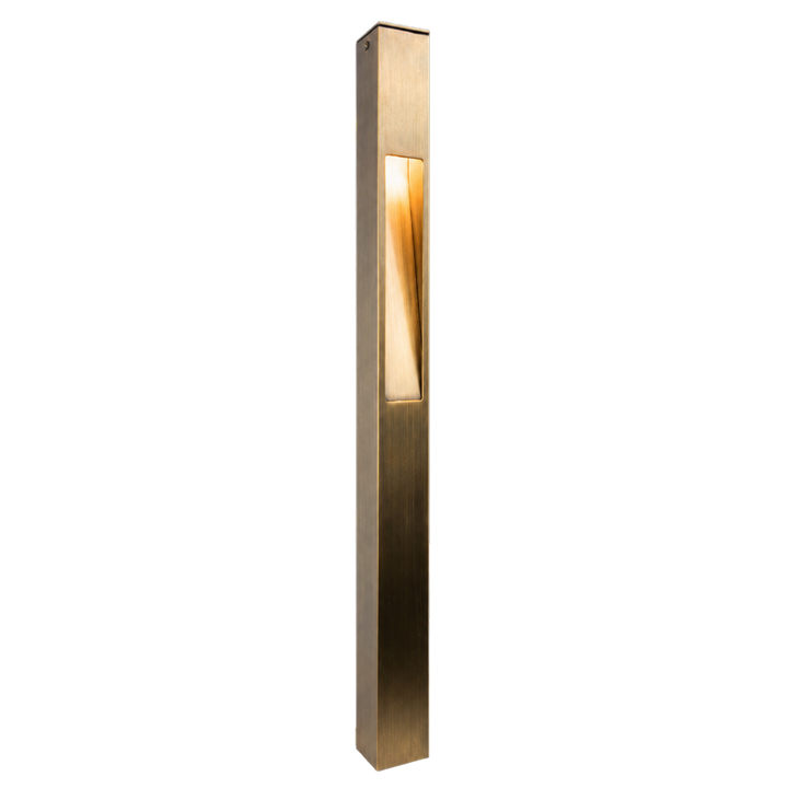 PLB29 Outdoor Garden Square Bollard Pathway Light | 12V Low Voltage Brass Path Light Lamp Ready G4 Socket