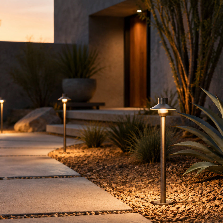 PLB30 Cast Brass Path Light | Lamp Ready 12V Low Voltage Landscape Light G4 Socket