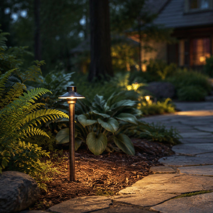 PLB30 Cast Brass Path Light | Lamp Ready 12V Low Voltage Landscape Light G4 Socket