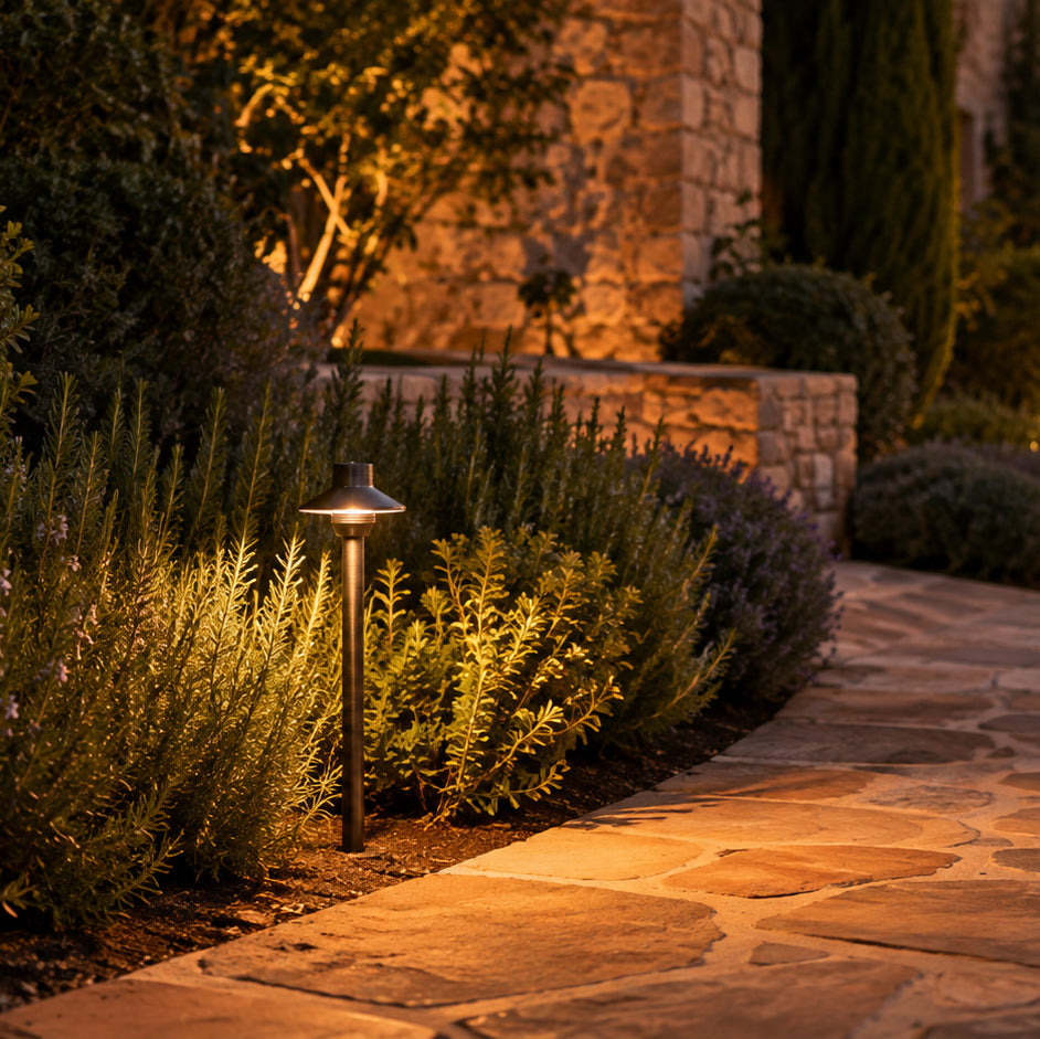 PLB30 Cast Brass Path Light | Lamp Ready 12V Low Voltage Landscape Light G4 Socket