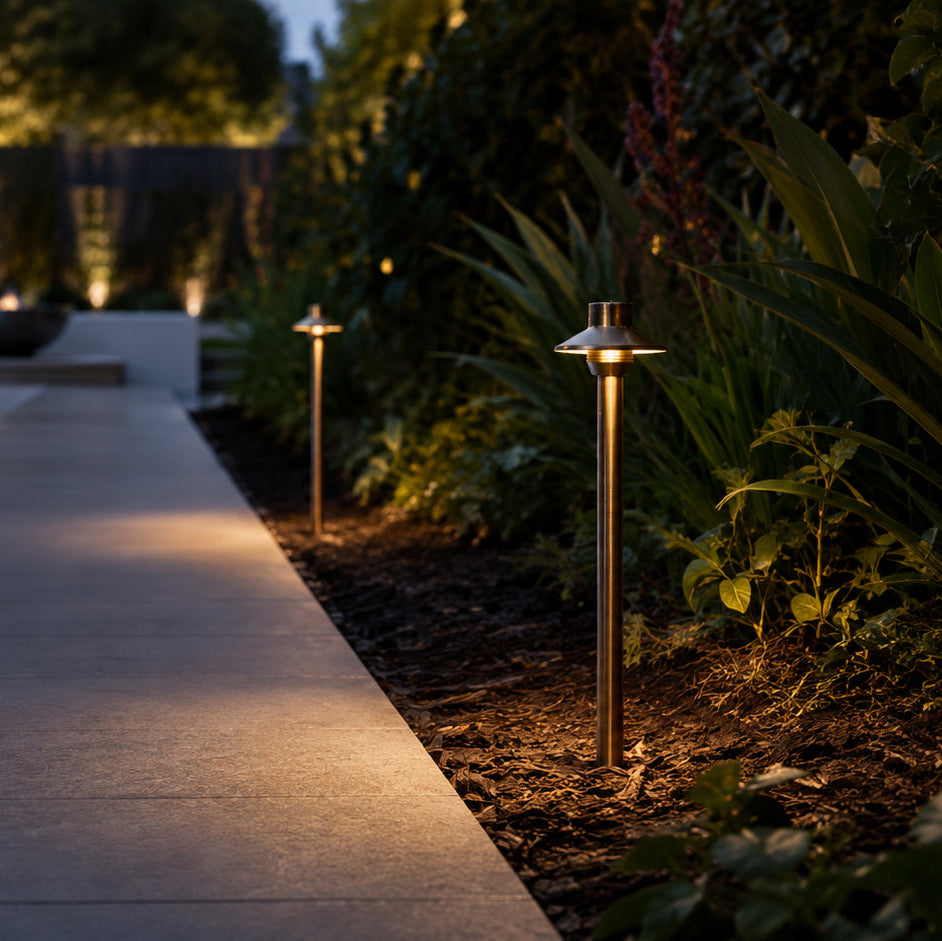 PLB30 Cast Brass Path Light | Lamp Ready 12V Low Voltage Landscape Light G4 Socket