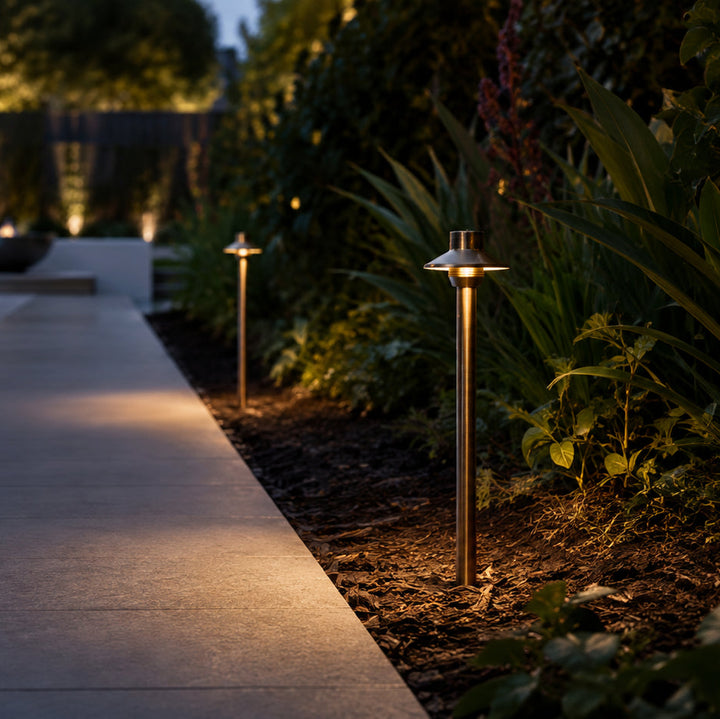PLB30 Cast Brass Path Light | Lamp Ready 12V Low Voltage Landscape Light G4 Socket