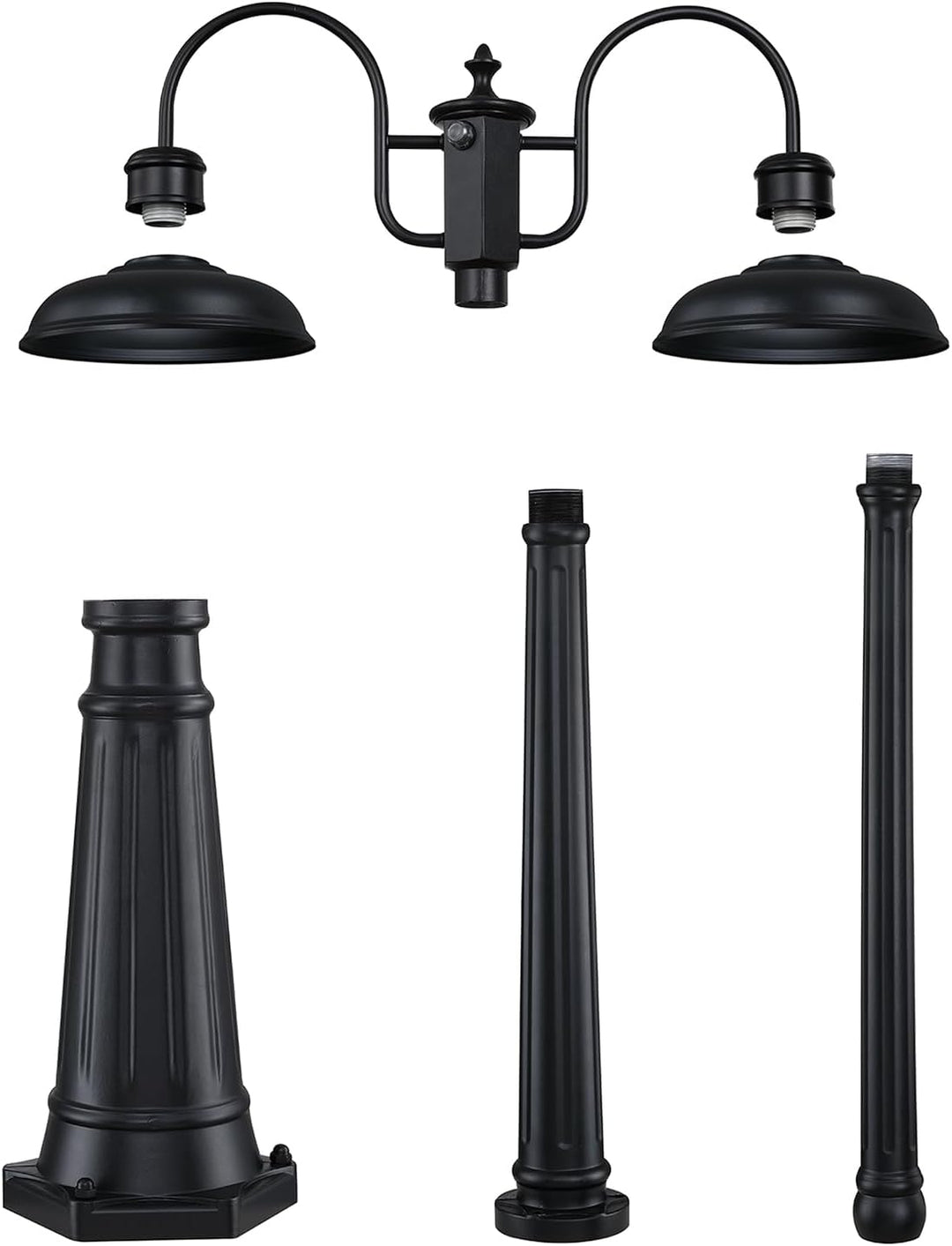 Outdoor Landscape Lighting LED 12V Low Voltage PLH05 - Dusk to Dawn 2-Head Outdoor Lamp Post Light with Sensor
