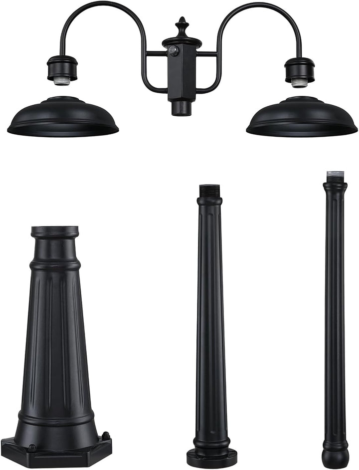 Outdoor Landscape Lighting LED 12V Low Voltage PLH05 - Dusk to Dawn 2-Head Outdoor Lamp Post Light with Sensor
