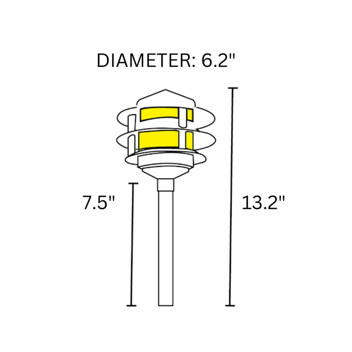 CDPA52 4x/8x/12x Package 3W 12V AC/DC 3000K Warm White Integrated LED Aluminum Low Voltage Landscape Lighting 3 Tier Pagoda Path Light