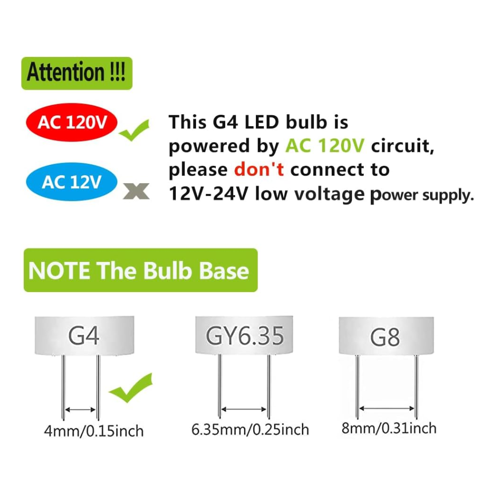 5 Pack G4 3W Bi Pin 3000K/6000K LED Ceramic Capsule 120V Line Voltage Bulb Energy Efficient Light