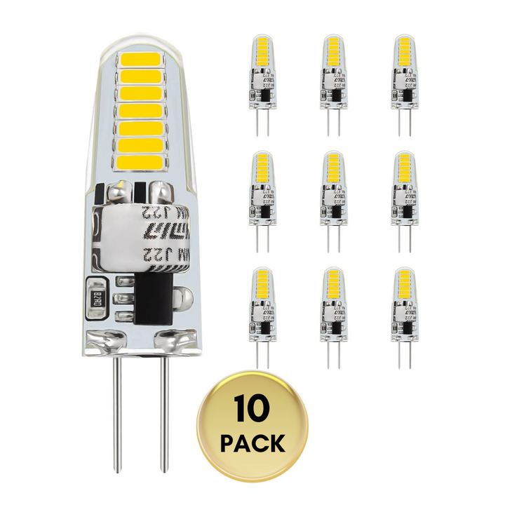 10 Pack G4 1.2W/1.3W Bi Pin 3000K/6000K LED Capsule 120V Line Voltage Bulb Energy Efficient Light