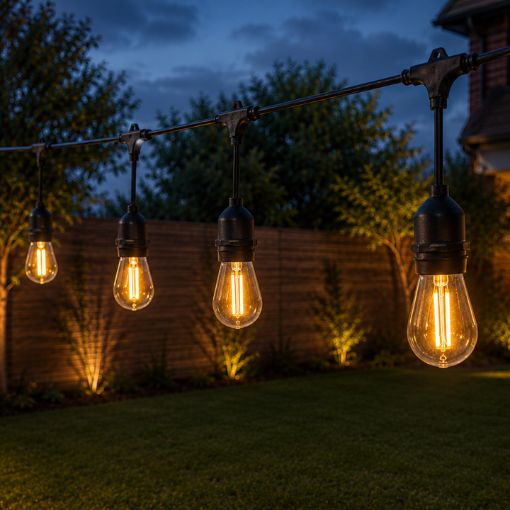 Outdoor Landscape Lighting LED 12V Low Voltage SL101 LED 12V Low Voltage Bistro String Lights 48 FT Outdoor Weatherproof 12V Edison Bulbs