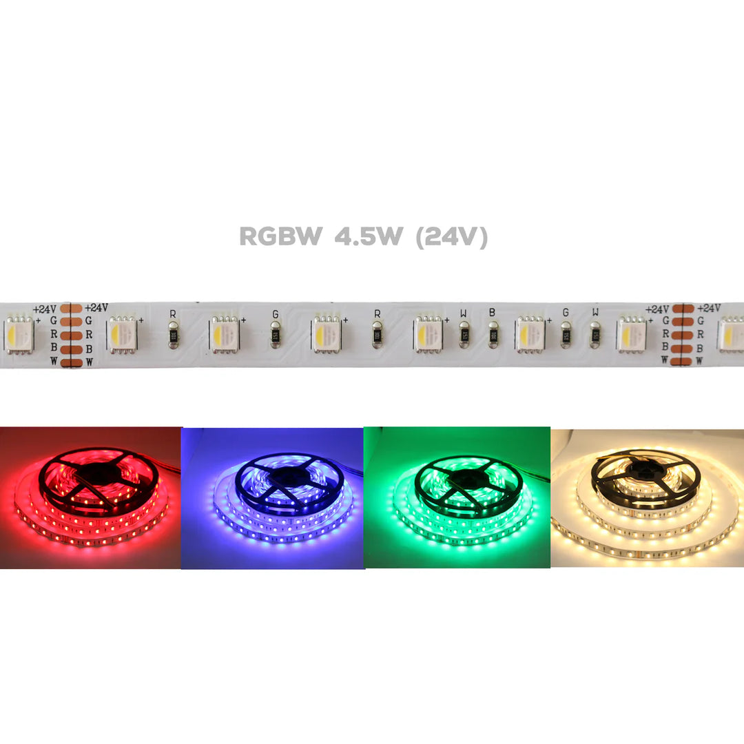 Luz de tira RGBW 5050 3.5W/ft DC24V Bajo voltaje LED Exterior IP65 UL SMD Luz de cinta