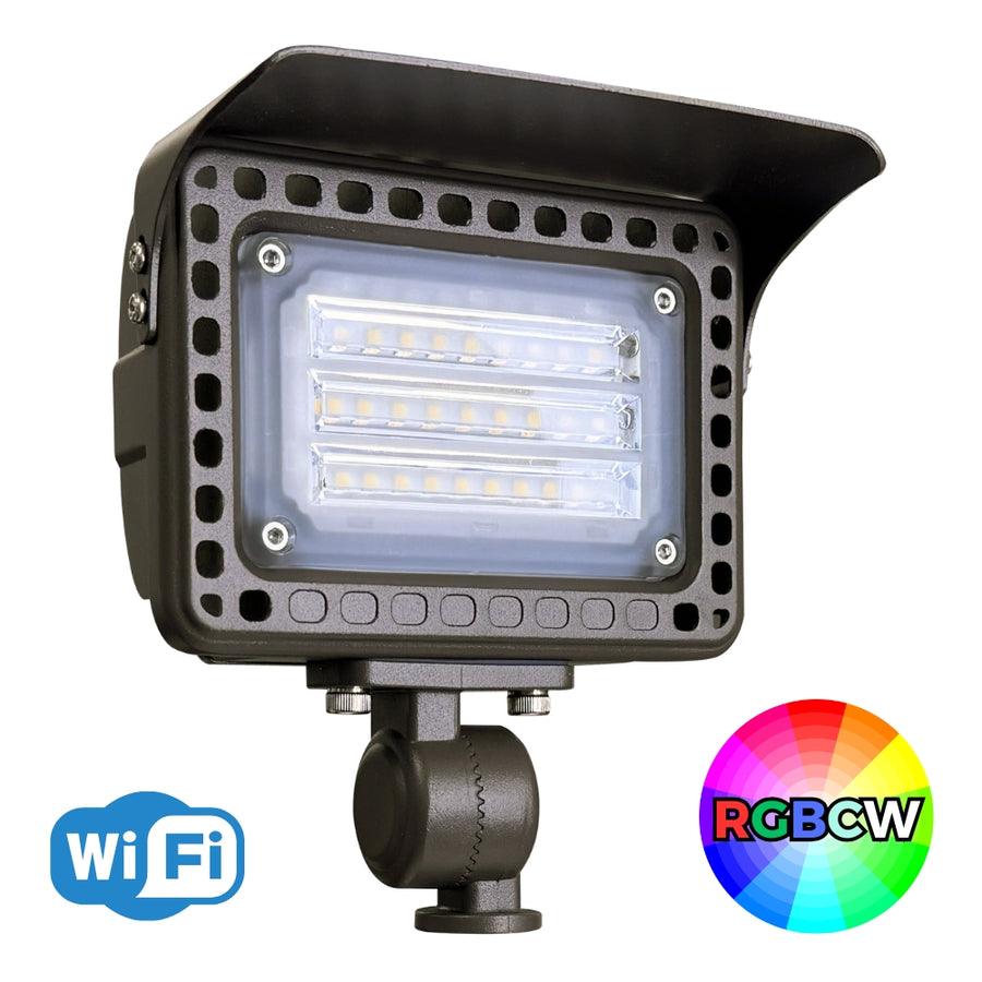 Outdoor Landscape Lighting LED 12V Low Voltage FLARGBCW20 12V Low Voltage 20W RGBCW Outdoor LED Landscape Lighting Bronze Aluminum Floodlight