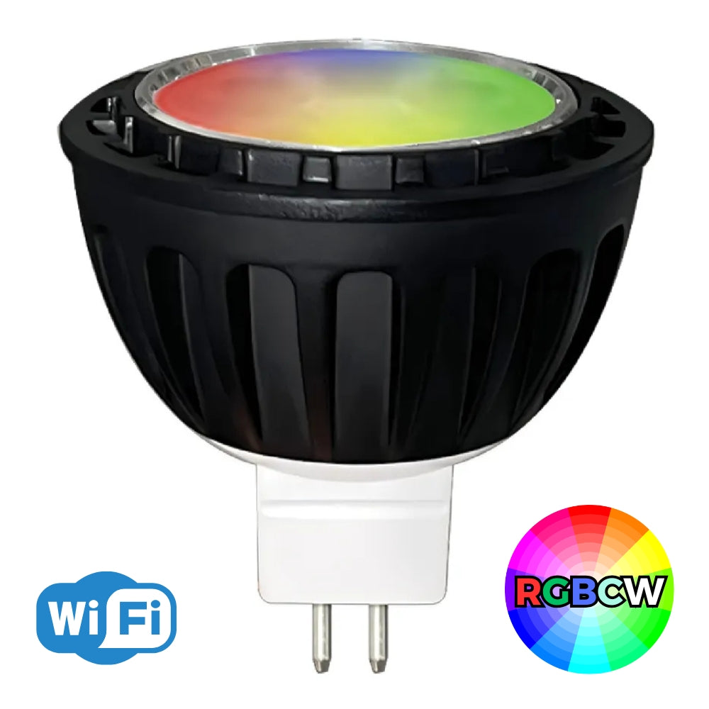 MR16 RGBCW Smart Wi-Fi 6W 12V Low Voltage LED Bulbs 40° Dimmable Energy Saving Waterproof Light CE & RoHS Certified with Antenna