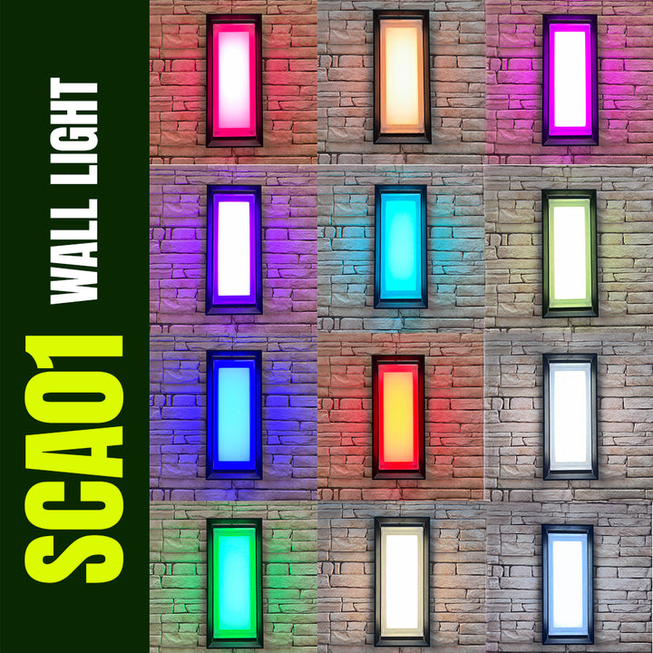 SCA01-14 Integrated LED 22W RGBCW Wi-Fi and Bluetooth Control 14″x6.2″x4.9″ 12V Low Voltage Aluminum Wall Sconce Lighting IP65 Waterproof