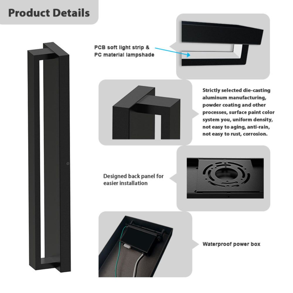 Outdoor Landscape Lighting LED 12V Low Voltage SCA02-24 Integrated LED 24W RGBCW Wi-Fi and Bluetooth Control 24″x4.9″x3.5″ 12V Low Voltage Aluminum Wall Sconce Lighting IP65 Waterproof