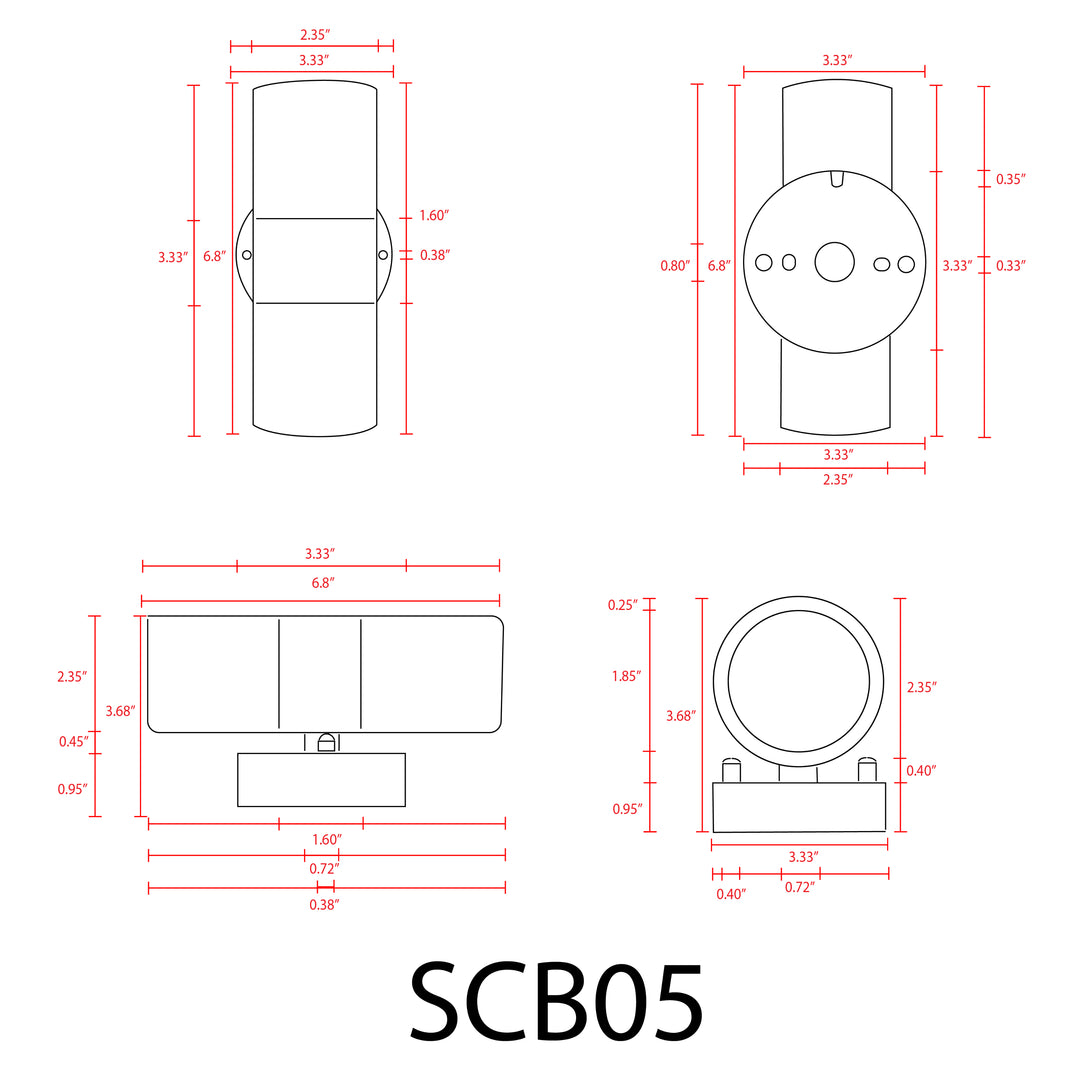 SCB05 4x/8x/12x Package LED Cylinder Up Down Light 2 Directional Brass Sconce Lighting with 12V Low Voltage 5W 3000K Bulb
