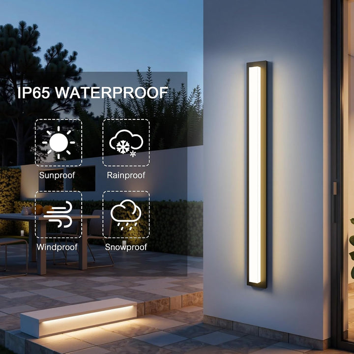 Outdoor Landscape Lighting LED 12V Low Voltage SCH17 1-Pack LED 39.4 Inch Rectangular Modern Outdoor Wall Sconce Light 2500LM, 2900K Aluminum and Acrylic Integrated LED 46W Line Voltage 110V AC IP65