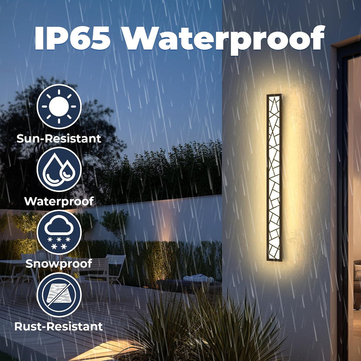 Outdoor Landscape Lighting LED 12V Low Voltage SCH18 1-Pack LED 39.4 Inch Rectangular Modern Outdoor Wall Sconce Light 32W 3200LM 3000K Aluminum and Acrylic Integrated LED Line Voltage 110V AC IP67