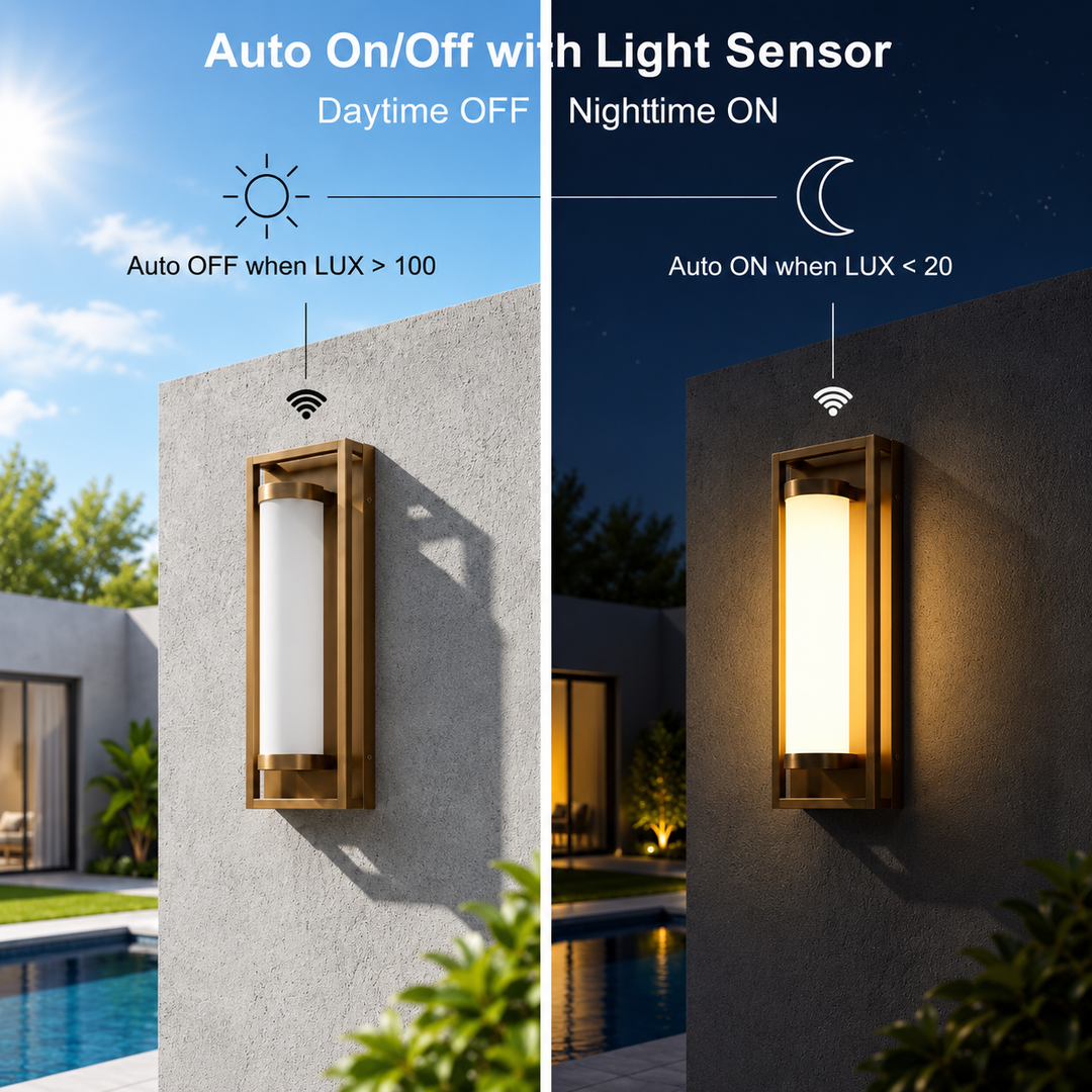 Outdoor Landscape Lighting LED 12V Low Voltage SCH21 15W Modern Dusk-to-Dawn Outdoor 16" x 6" x 3.8" Wall Sconce Light 120V Line Voltage