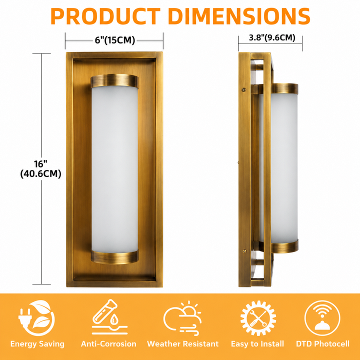 Outdoor Landscape Lighting LED 12V Low Voltage SCH21 15W Modern Dusk-to-Dawn Outdoor 16" x 6" x 3.8" Wall Sconce Light 120V Line Voltage