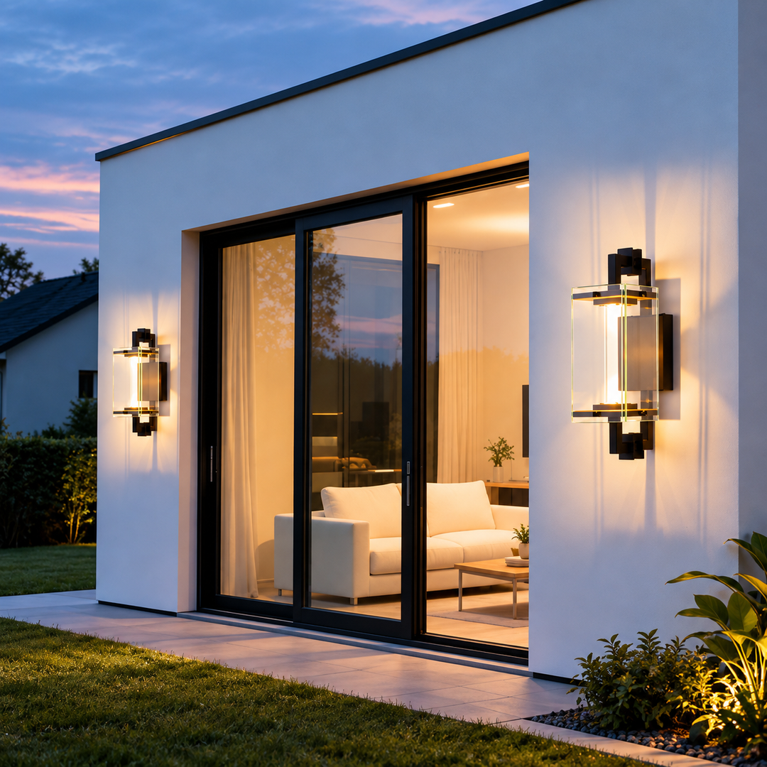Outdoor Landscape Lighting LED 12V Low Voltage SCH22 Clear Tempered Glass Outdoor Wall Sconce Light 120V Line Voltage