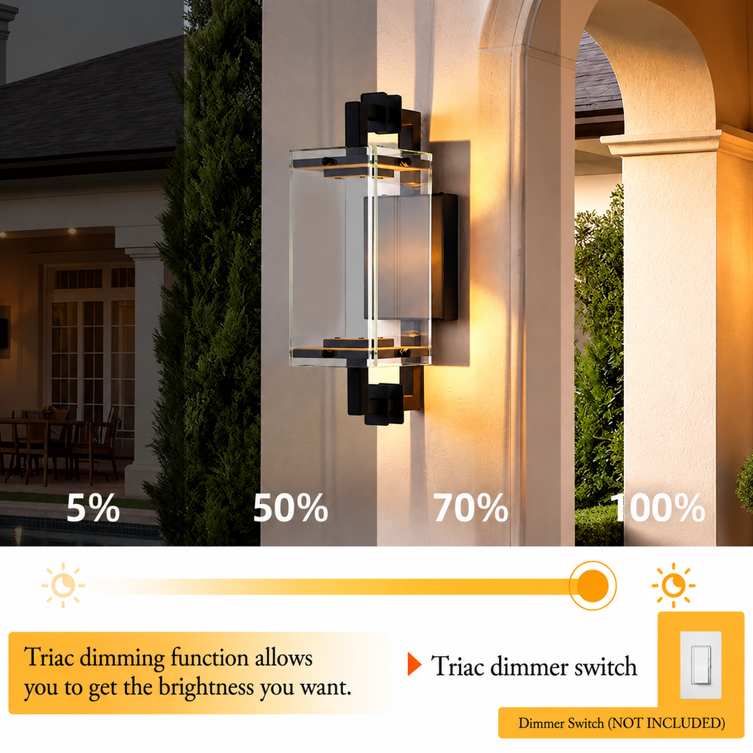 Outdoor Landscape Lighting LED 12V Low Voltage SCH22 Clear Tempered Glass Outdoor Wall Sconce Light 120V Line Voltage
